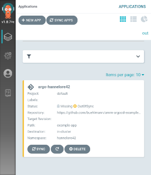 Application overview (unsynced state)